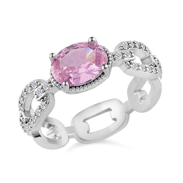 Rosa Zirkonia, Weißer Zirkonia Ring Messing (Größe 17.00) image number 0