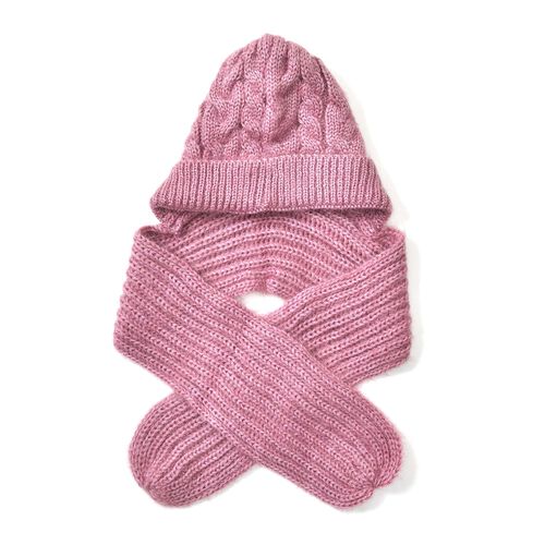 2 in 1 gestrickte Schalmütze, Rosa image number 0