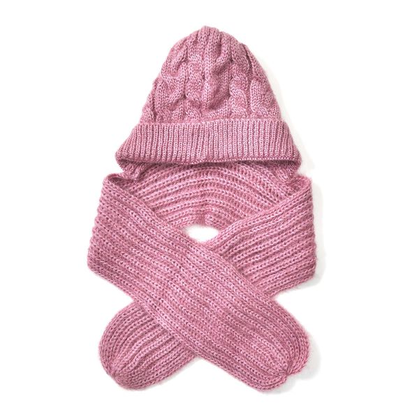 2 in 1 gestrickte Schalmütze, Rosa image number 0