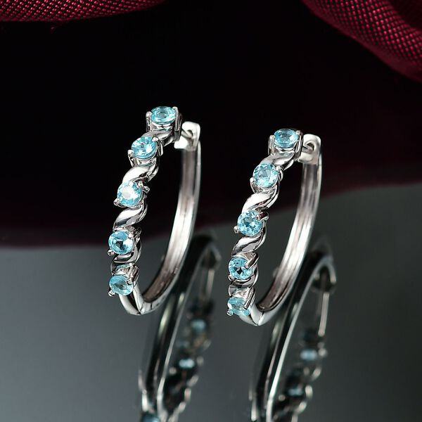 Djoy AA Betroka Blauer Apatit Meeresrauschen Ohrringe 925 Silber rhodiniert ca. 1.26 ct image number 2