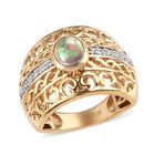 Natürlicher Äthiopischer Opal und Zirkon Ring 925 Silber 585 Vergoldet image number 3
