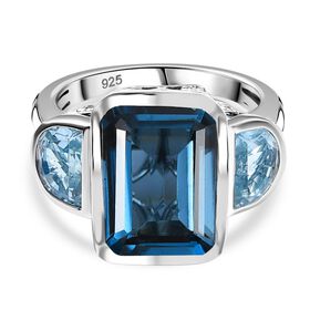London Blautopas und himmelblauer Topas Ring - 11,24 ct.