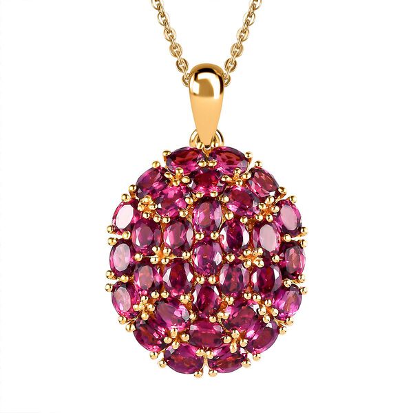 Rhodolith Granat Anh&auml;nger mit Kette, 925 Silber Gelbgold Vermeil ca. 4,65 ct