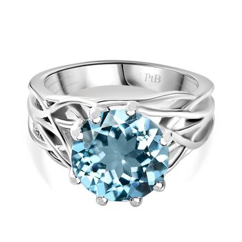 AA Himmelblauer Topas Ring, Messing, (Gr&ouml;&szlig;e 17.00), ca. 4.24 ct