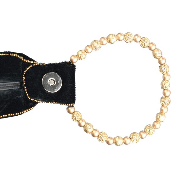 Handgefertigte Gl&uuml;ckskekstasche aus Samtbrokat mit Perlen, schwarz image number 6