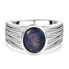 Boulder Opal Triplette Ring, 925 Silber platiniert (Größe 17.00) ca. 3.00 ct