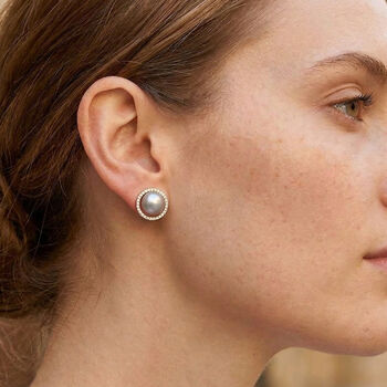 S&uuml;&szlig;wasser Perle (11 mm), Wei&szlig;er Zirkonia Ohrringe 925 Silber vergoldet