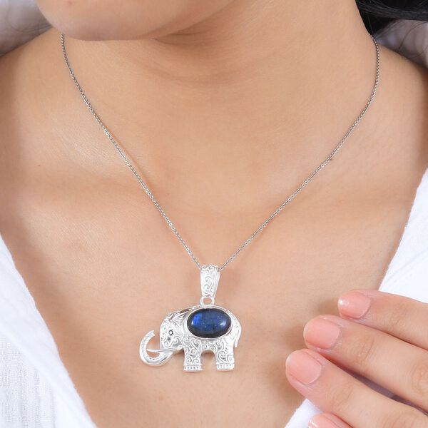 AAA Labradorit und schwarzer Spinell Anh&auml;nger - 7,51 ct. image number 3