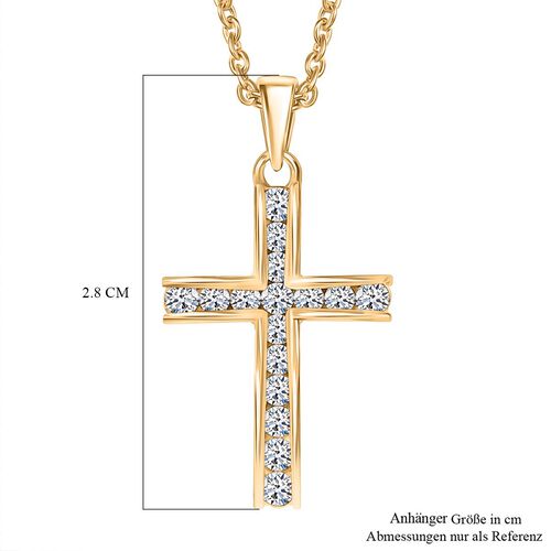 LUXURIANT SI-GH Labor Diamant Anhänger mit 45cm Kette, 925 Silber 750 Gelbgold Vermeil - 0,51 ct. image number 7
