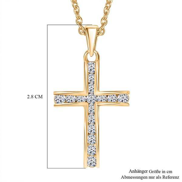 LUXURIANT SI-GH Labor Diamant Anhänger mit 45cm Kette, 925 Silber 750 Gelbgold Vermeil - 0,51 ct. image number 7