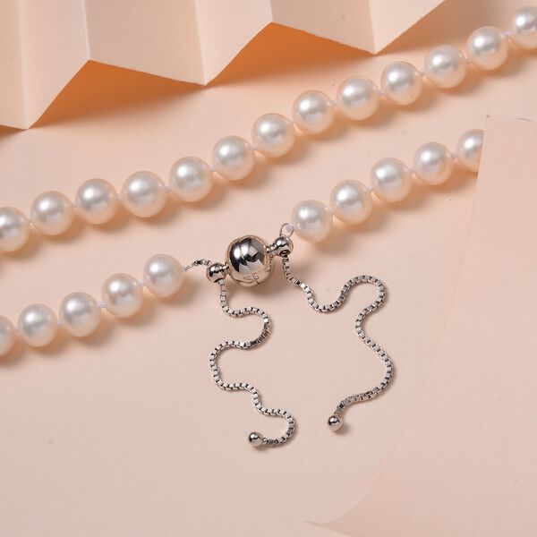 Weiße Süßwasser Perle Halskette ca. 45 cm 925 Silber rhodiniert image number 2