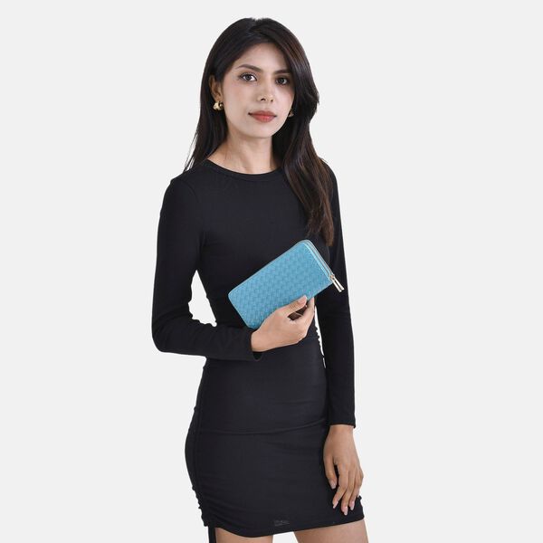 Elegantes Brieftasche in Blau mit RFID-Schutz und Prägemuster image number 12