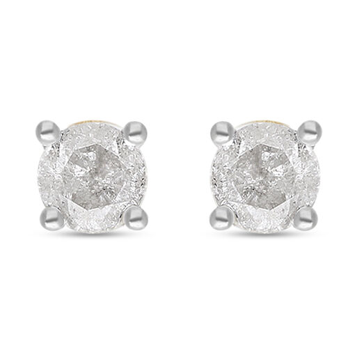 Diamant zertifizierte I2-I3 GH Solitär-Ohrstecker in 375 Gelbgold image number 0