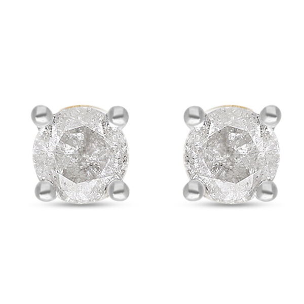 Diamant zertifizierte I2-I3 GH Solitär-Ohrstecker in 375 Gelbgold image number 0