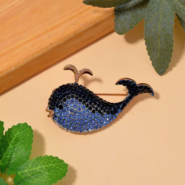 Mehrfarbiger Kristall Delphin Brosche image number 2