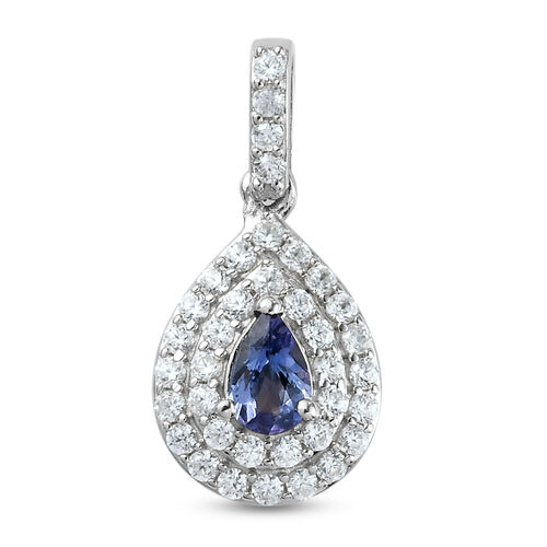 AA Tansanit und Zirkon-Anhänger, 925 Silber platiniert ca. 1,12 ct image number 0