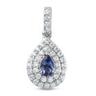AA Tansanit und Zirkon-Anhänger, 925 Silber platiniert ca. 1,12 ct