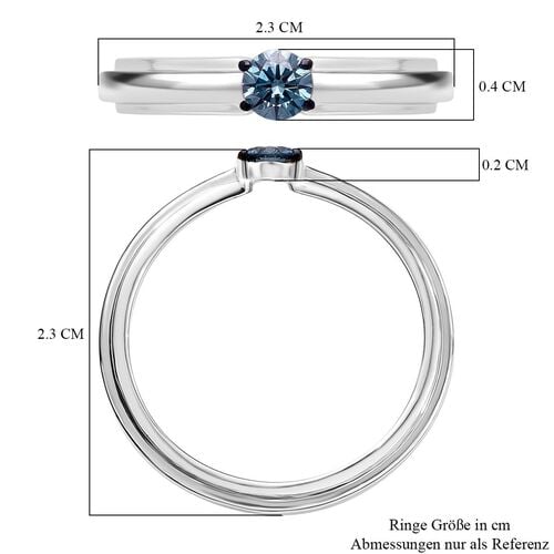 LUXURIANT DIAMOND - Lab Grown Blauer Diamant SI-GH SGL zertifiziert Ring, 925 Silber rhodiniert (Größe 18.00) ca. 0,25 ct image number 5