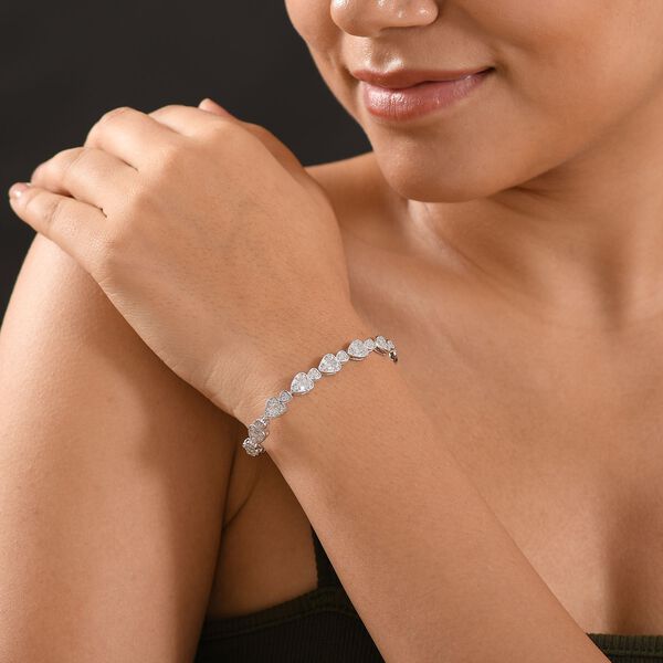 Wei&szlig;er Zirkon Armband ca. 19 cm 925 Silber rhodiniert ca. 4,98 ct. image number 3