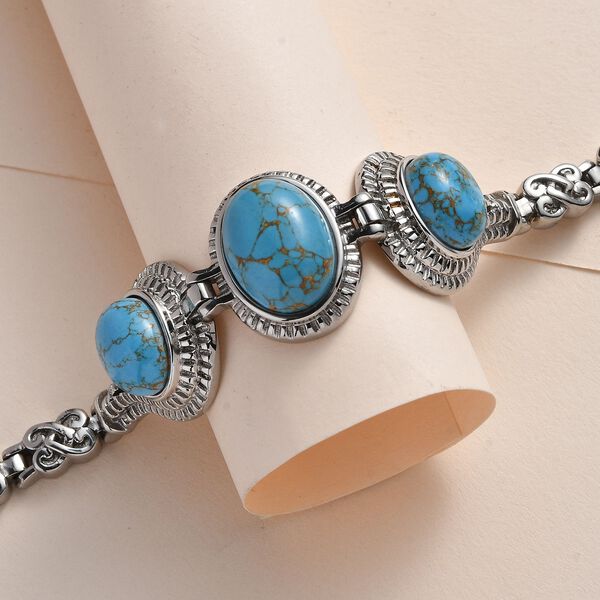 Blaues Türkis Armband ca. 18 cm Edelstahl ca. 18.47 ct image number 2