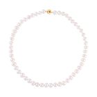 Weiße Süßwasser Perle Halskette, (9-10mm), ca. 50 cm, 925 Silber vergoldet