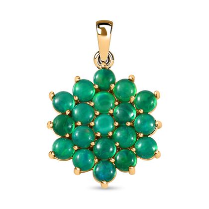 Gr&uuml;n, &auml;thiopischer Welo Opal Anh&auml;nger, 925 Silber Gelbgold Vermeil, ca. 2.95 ct