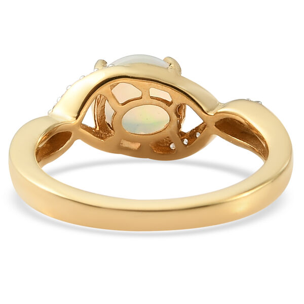 Nat&uuml;rlicher &Auml;thiopischer Opal und Zirkon Ring 925 Silber vergoldet  ca. 1,08 ct image number 6