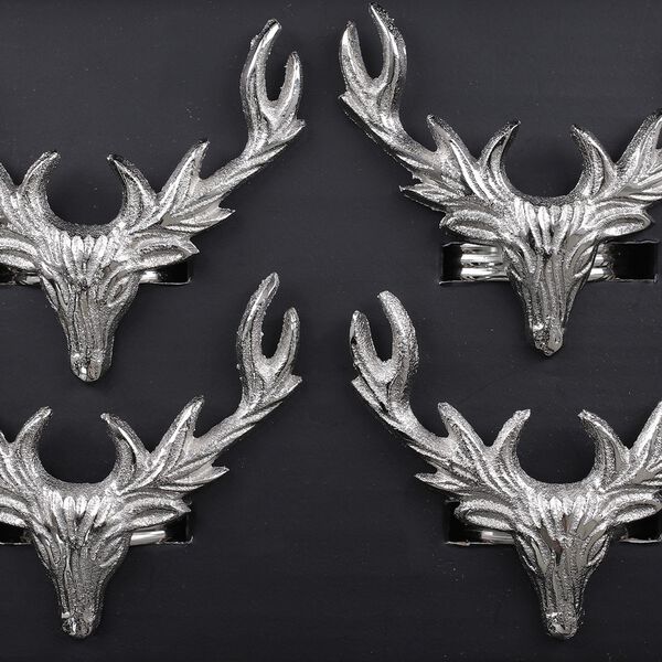 4er Set Rentier Serviettenhalter, 8x6,5cm, silber image number 7