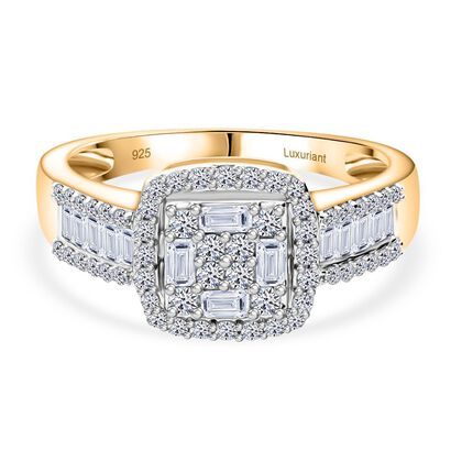 LUXURIANT DIAMOND - Lab Grown Diamant VS-EF SGL zertifiziert Ring 925 Silber Gelbgold Vermeil (Gr&ouml;&szlig;e 18.00) ca. 1.00 ct