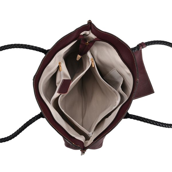 2er-Set Echtleder-Shopper, stilvolle Handtaschen mit passendem Reißverschluss-Etui, Bordeaux image number 6