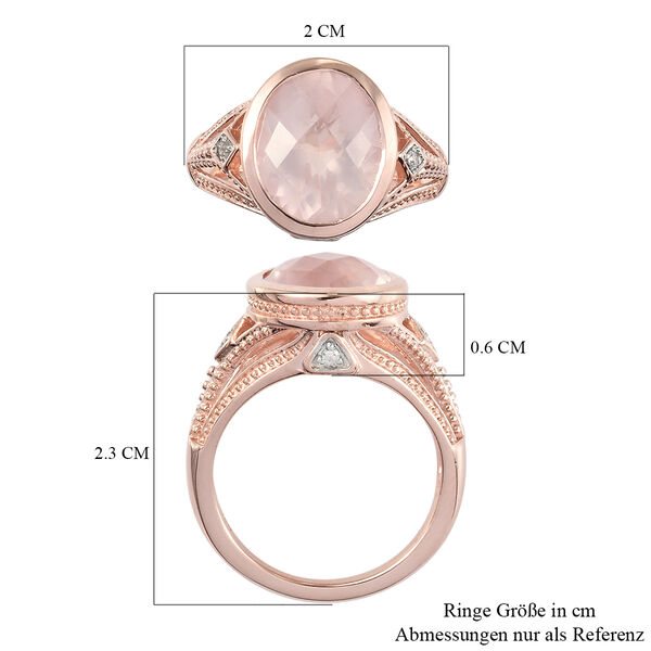 Rosa Quarz und Zirkon Ring 925 Silber rosévergoldet image number 7