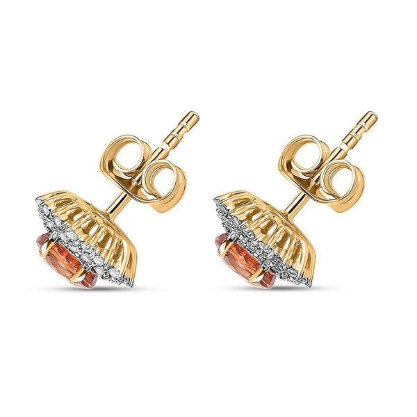 Zertifiziert und gepr&uuml;ft AAA Orange Saphir und Diamant Ohrringe in 585 Gold - 2,18 ct. image number 5