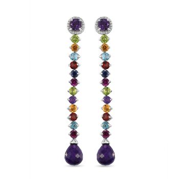 GP Spezial-Kollektion - Afrikanische Amethyst und mehrfarbige Edelstein-Ohrringe, 925 Silber platiniert ca. 22,41 ct