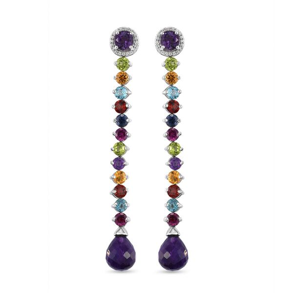 GP Art D&eacute;co Kollektion - Afrikanische Amethyst und mehrfarbige Edelstein-Ohrh&auml;nger in Silber