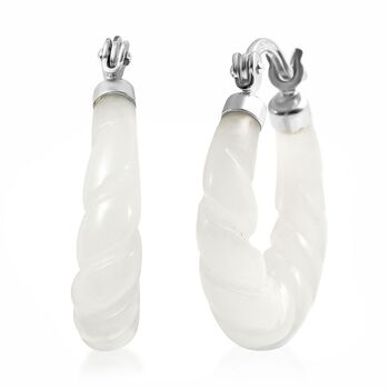 Wei&szlig;e Jade Ohrringe 925 Silber rhodiniert ca. 18.50 ct