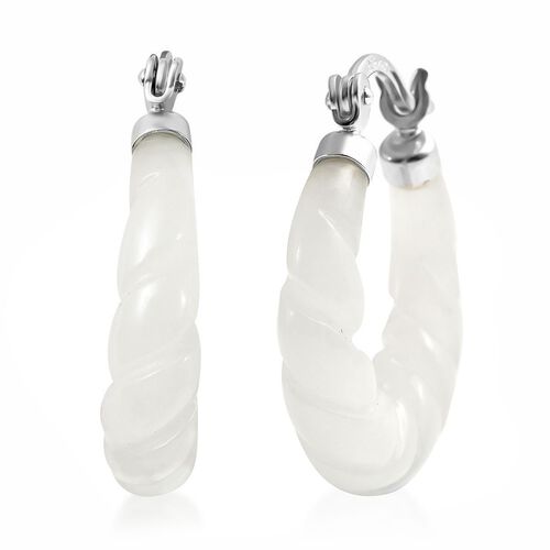 Weiße Jade Ohrringe 925 Silber rhodiniert ca. 18.50 ct image number 0