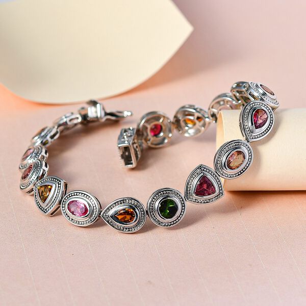 Merfarbiges-Turmalin Armband, ca. 19 cm 925 Silber platiniert ca. 7.52 ct image number 2