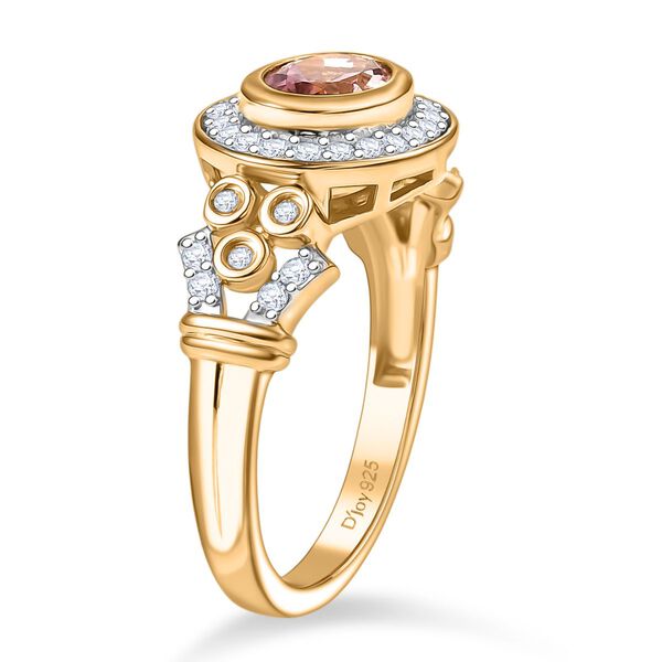 MÜNCHEN CLOSE OUT - D'Joy AA Cruzeiro Blush Turmalin, Moissanit Ring 925 Silber 750 Gelbgold Vermeil (Größe 17.00) ca. 1.15 ct image number 4