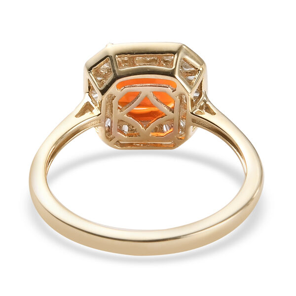 AA Purpurroter Feuer Opal und Diamant Asscher Schliff Ring 375 Gelbgold image number 6