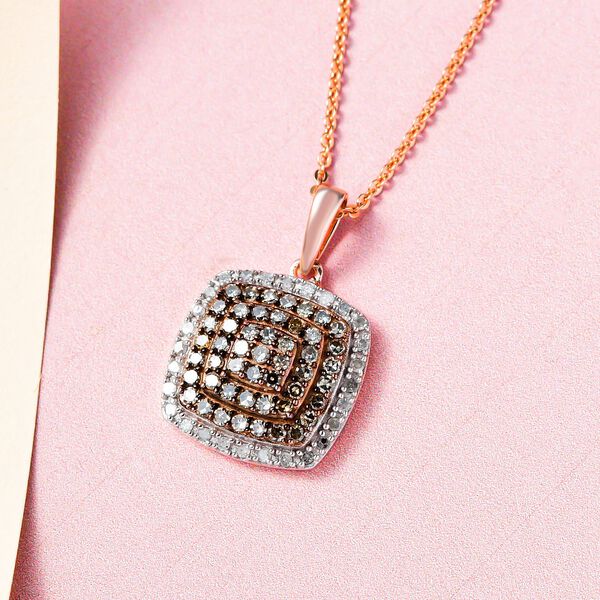 Art-déco weißer und Champagner-Diamant-Anhänger mit Kette- 0,75ct. image number 3