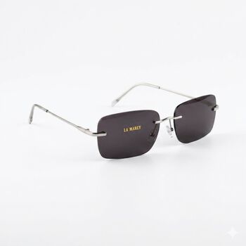 LA MAREY rechteckige Sonnenbrille mit polarisierten Komfortgl&auml;sern, UV400 Schutz, Schwarz