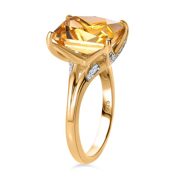 Citrin, Wei&szlig;er Zirkon Ring 925 Silber Gelbgold Vermeil (Gr&ouml;&szlig;e 17.00) ca. 5,71 ct image number 5