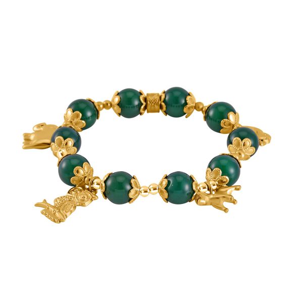 Grüner Achat Armband ca. Flexibles cm Legierung vergoldet ca. 166.60 ct image number 3