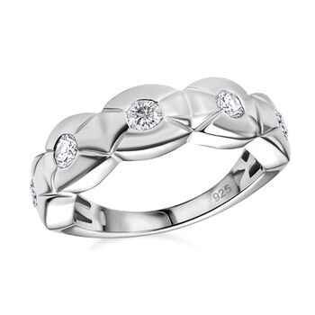 LUSTRO STELLA - Wei&szlig;er Zirkonia Ring 925 Silber rhodiniert (Gr&ouml;&szlig;e 19.00)