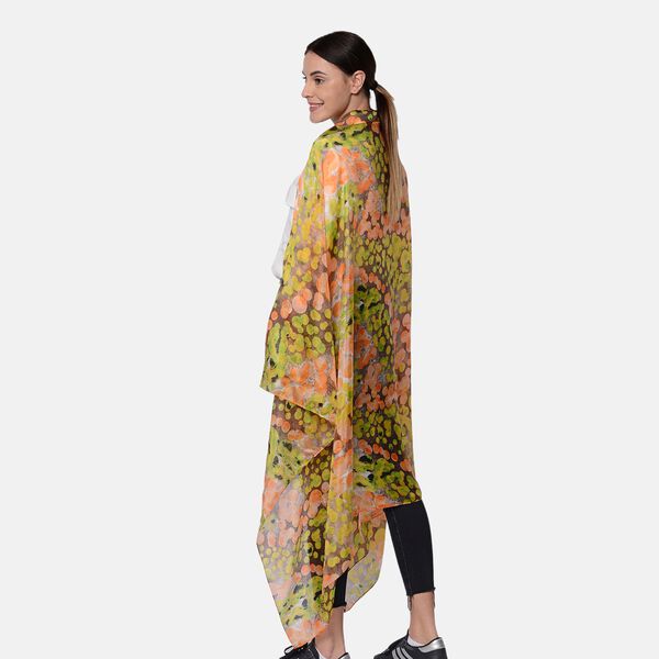 LA MAREY - 100% nat&uuml;rlicher, bedruckter Maulbeerseiden-Schal in Geschenkbox, 110x180 cm, Gelb image number 2