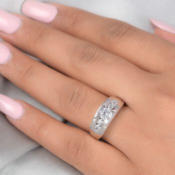 LUSTRO STELLA Hergestellt mit ZIRKONIA Ring 925 Silber Platin-&Uuml;berzug (Gr&ouml;&szlig;e 16.00) ca. 1,81 ct