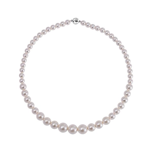 Wei&szlig;e Muschelkernperle Halskette ca. 50 cm Reiner Edelstahl image number 3