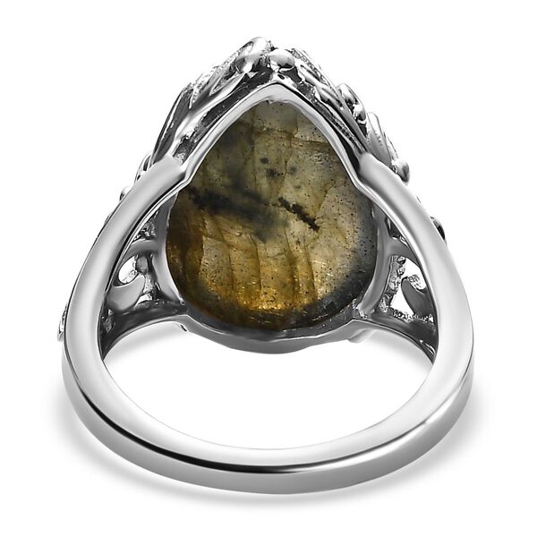 Labradorit Ring, 925 Silber platiniert (Größe 19.00) ca. 8.87 ct image number 6