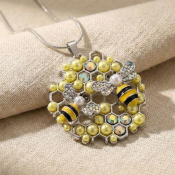 Mystischer Wei&szlig;er Kristall, Kunststoff Perle Anh&auml;nger mit Kette ca. 63.5 cm + 5 cm Extender, Legierung, Legierung emailliert