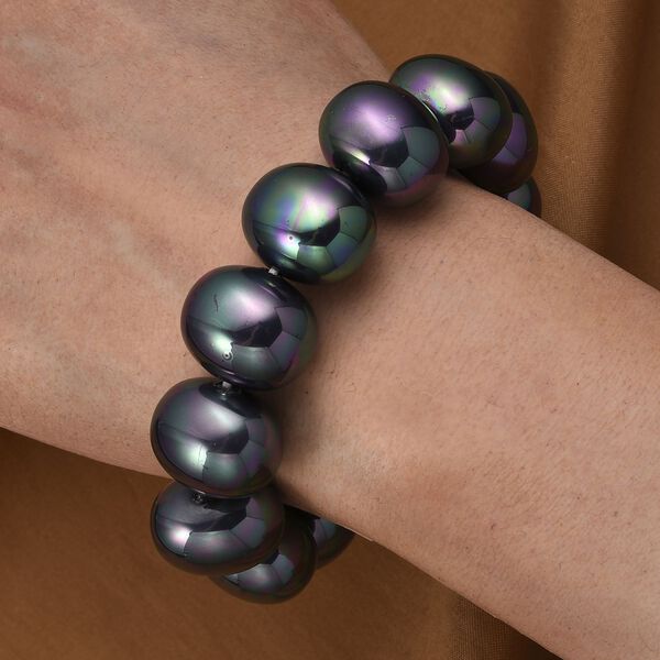 Flexibles pfaufarbenes Muschelkernperle Armband image number 3